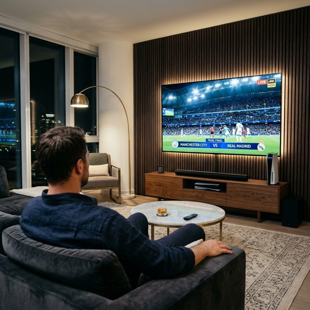 Iptvv.ca ultra-fast zapping interface on 4K living room television